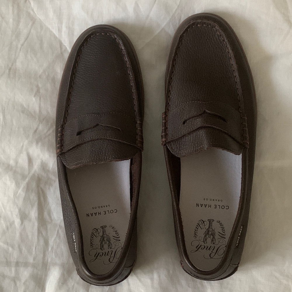 Cole Haan Men's Dark Brown Leather Slip-On Loafers, Size 13